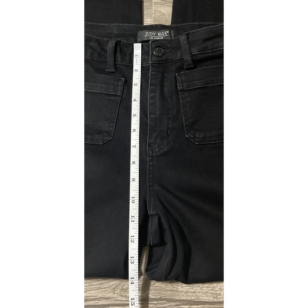 Judy Blue High Waisted Patch Pocket Straight Leg Black Jeans SZ 5/27 (27x33) - Picture 6 of 10